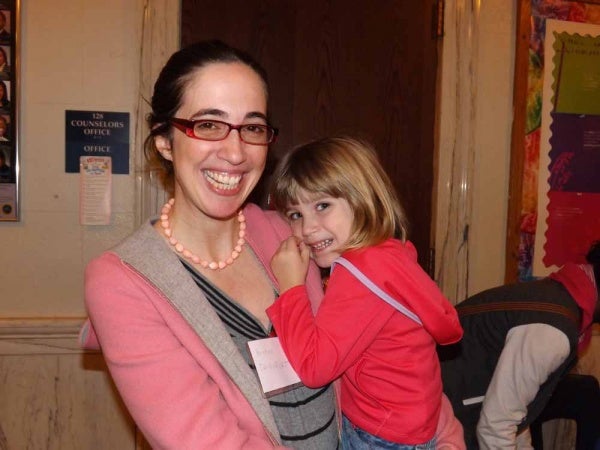 <p><p>Blythe Davenport, who has lived in East Falls since 2007, says she is considering sending her two children Taylor, 4, and Amelia, six months, to the school one day. (Meg Frankowski/for NewsWorks)</p></p>
