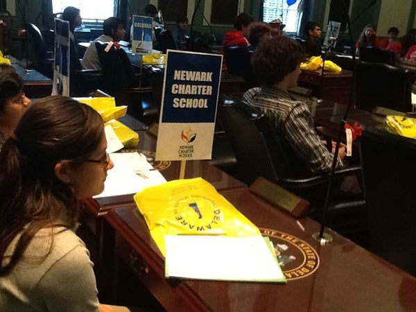 <p>Students from Delaware's public and private schools participate in mock election</p>
