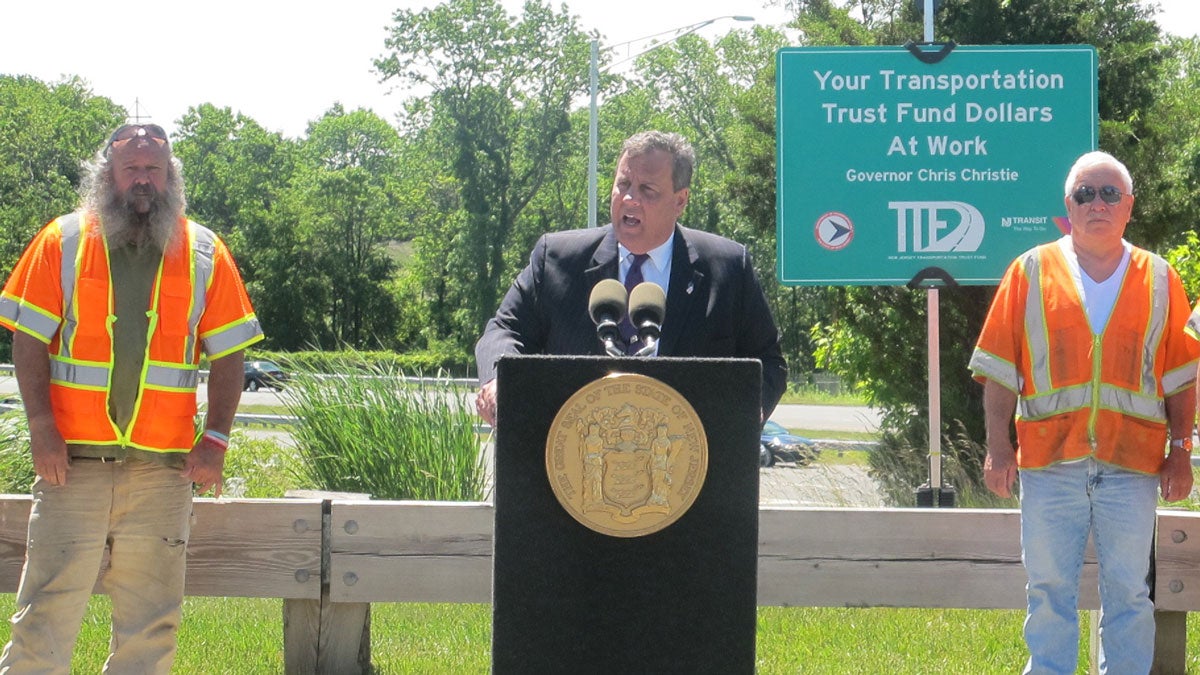  Governor Christie says the gas tax hike is being used to help improve the state's roadways. (Phil Gregory/WHYY) 