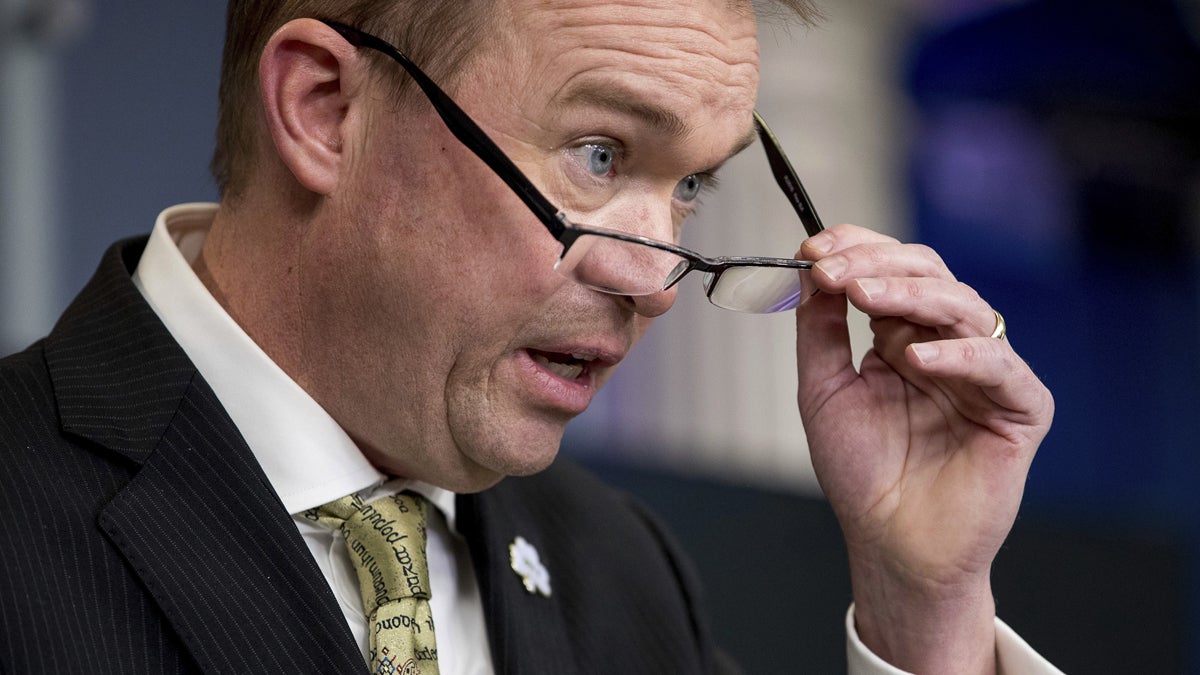  Budget Director Mick Mulvaney speaks about the Trump Administration's budget proposal during daily press briefing at the White House, Thursday, March 16, 2017, in Washington. (AP Photo/Andrew Harnik, file) 