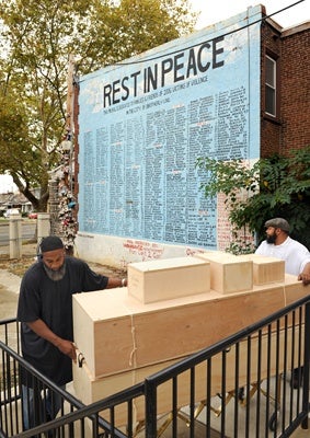 <p><p>Pine boxes arrive at Khadijah Alderman Funeral Services at 1924 W. Hunting Park Ave. in Philadelphia. (Peter Tobia/for NewsWorks)</p></p>
