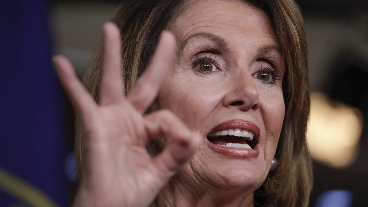  House Minority Leader Nancy Pelosi, D-Calif., reflects on President Donald Trump, the Senate Intelligence Committee hearing with former FBI director James Comey, and the investigations surrounding Russia’s meddling in the 2016 election, during a weekly news conference on Capitol Hill in Washington, Friday, June 9, 2017. (AP Photo/J. Scott Applewhite) 