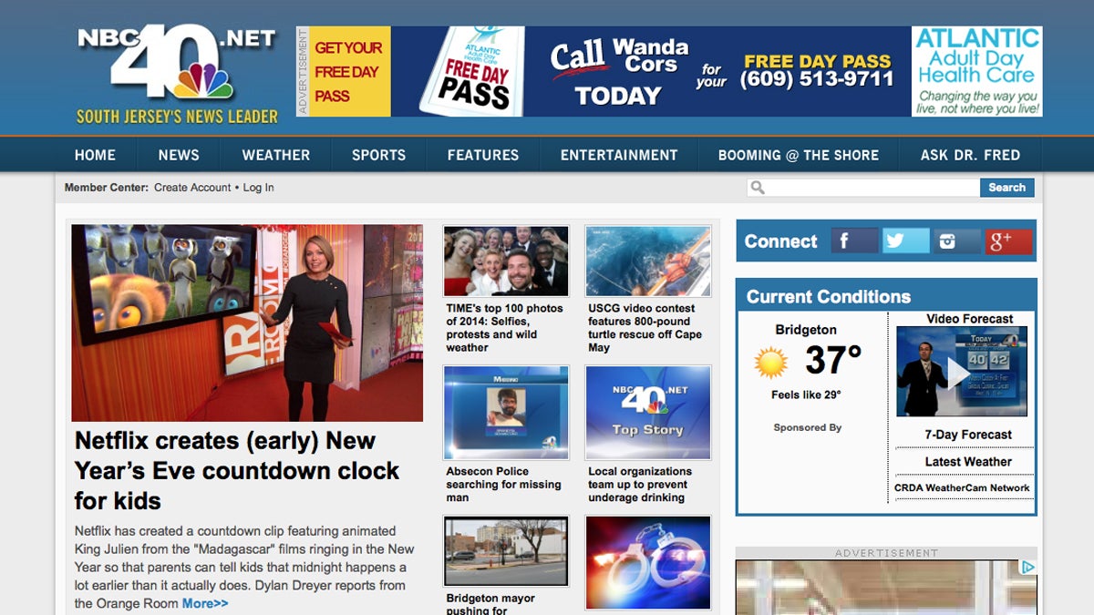 Screen shot of the WMGM-TV website home page. 