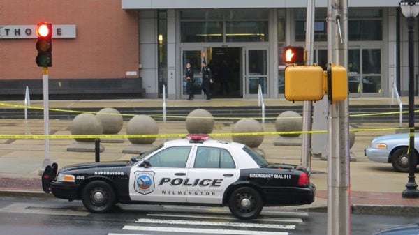 <p><p>Wilmington Police work with Capitol Police to investigate the New Castle County Courthouse shooting. (Mark Eichmann/WHYY)</p></p>
