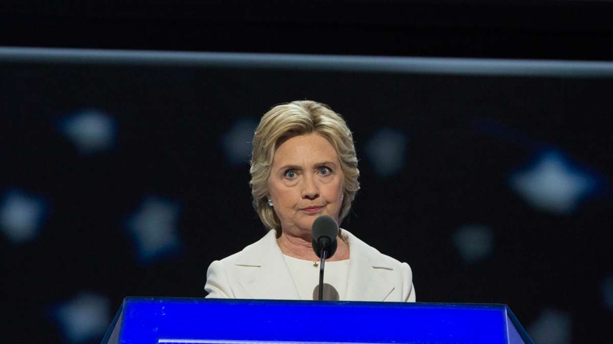  Hillary Clinton accepts the Democratic Party nomination for President of the United States Thursday evening. (Kimberly Paynter/WHYY) 