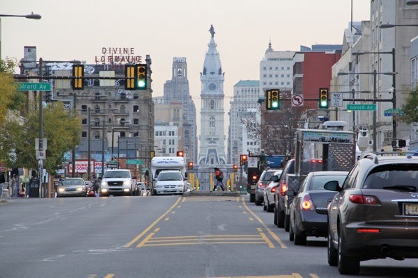 <p><p>The view today of North Broad Street from Girard Avenue looking south toward City Hall. (Emma Lee/for NewsWorks)</p></p>
