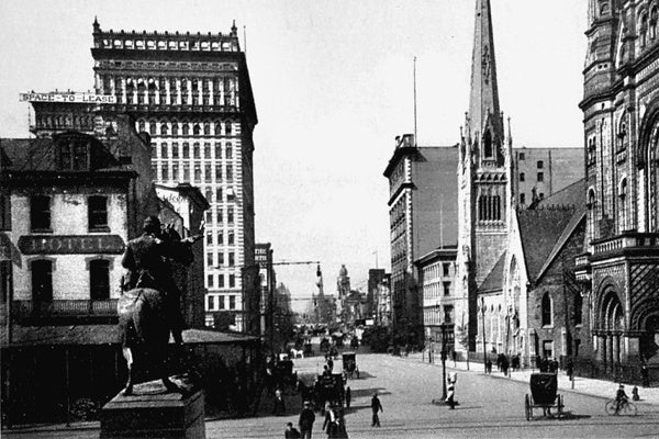 <p><p>The image, facing north from Philadelphia's City Hall, on this 1901 post card shows the statue of Civil War Gen. Fulton Renolds to the left and the Masonic Temple on the far right. (Historical image courtesy of Arcadia Publishing)</p></p>
