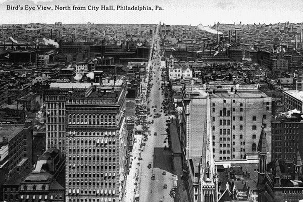 <p><p>A 1910 postcard shows a bird's eye view of North Broad Street taken from the Philadelphia City Hall tower. (Historical image courtesy of Arcadia Publishing.)</p></p>
