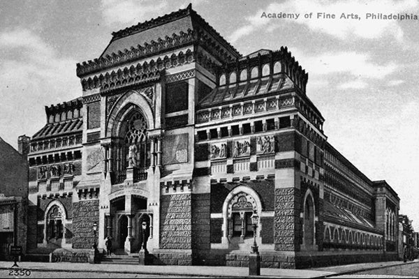<p><p>The Pennsylvania Academy of Fine Arts by arhitect Frank Furness opened in 1876. (Historical image courtesy of Arcadia Publishing.)</p></p>
