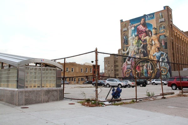 <p><p>The site of the First New Jerusalem Society building at the corner of Broad and Spring Garden streets is now a parking lot. (Emma Lee/for NewsWorks)</p></p>
