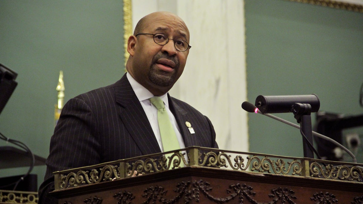 Philadelphia Mayor Michael Nutter delivers his last budget address to City Council. (Emma Lee/WHYY) 