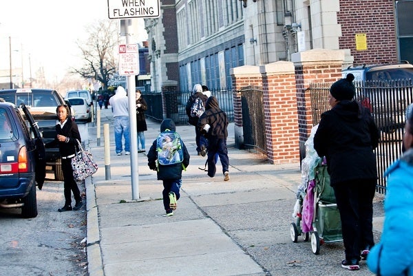 <p><p>Despite the looming school-closures controversy, it was head-to-school business as usual in West Oak Lane on Thursday. (Brad Larrison/for NewsWorks)</p></p>

