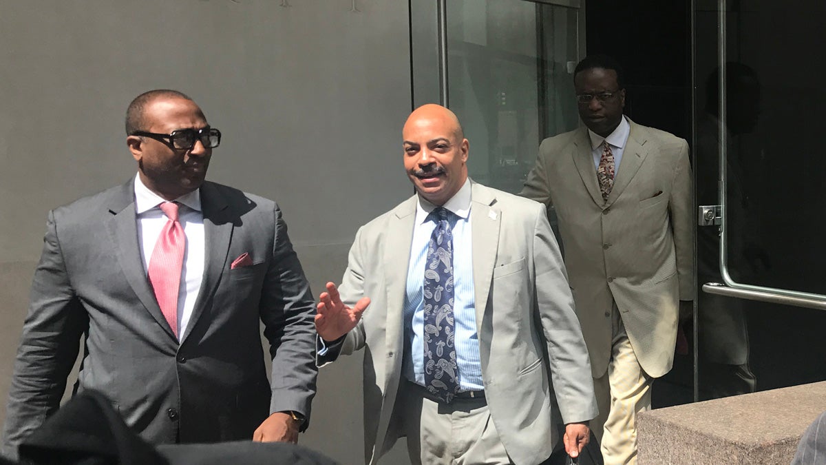 Philadelphia District Attorney Seth Williams leaves the federal courthouse during his corruption trial. (Bobby Allyn/WHYY) 
