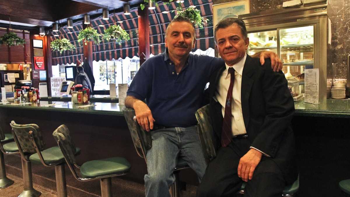  John and Peter Koutroubas are co-owners of Little Pete's restaurants. (Kimberly Paynter/WHYY) 