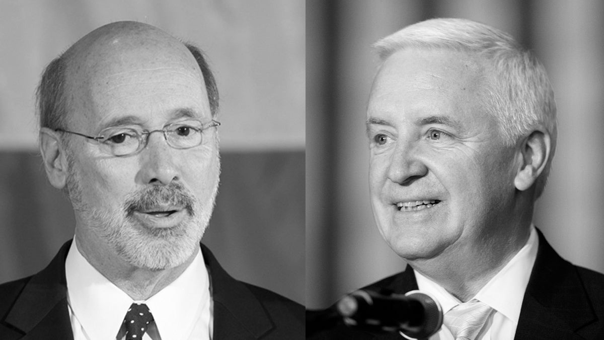  Pennsylvania Democratic gubernatorial candidate Tom Wolf (left) and Pennsylvania Gov. Tom Corbett. (Matt Rourke/AP Photos) 