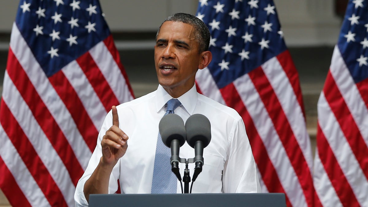  President Barack Obama, shown here speaking on climate change at Georgetown University on Tuesday, expressed disappointment at the U.S. Supreme Court's decision to invalidate the 