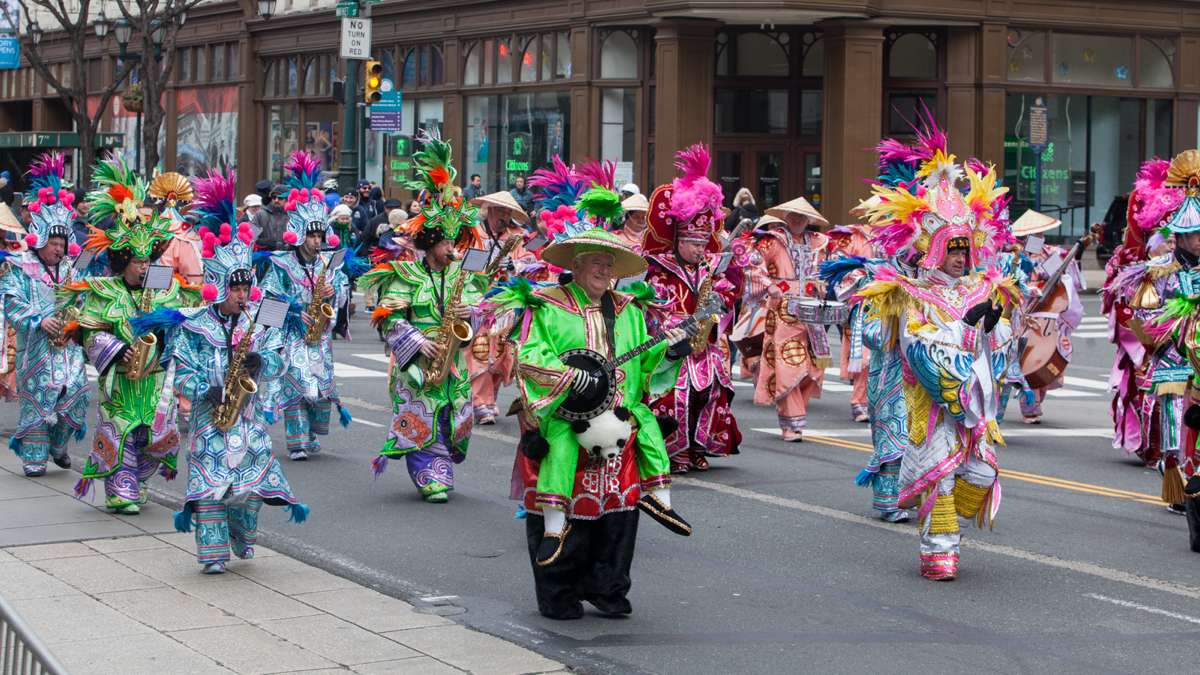 Members of the South Philadelphia String Band perform during the 2017 Saint Patrick's Day Parade.