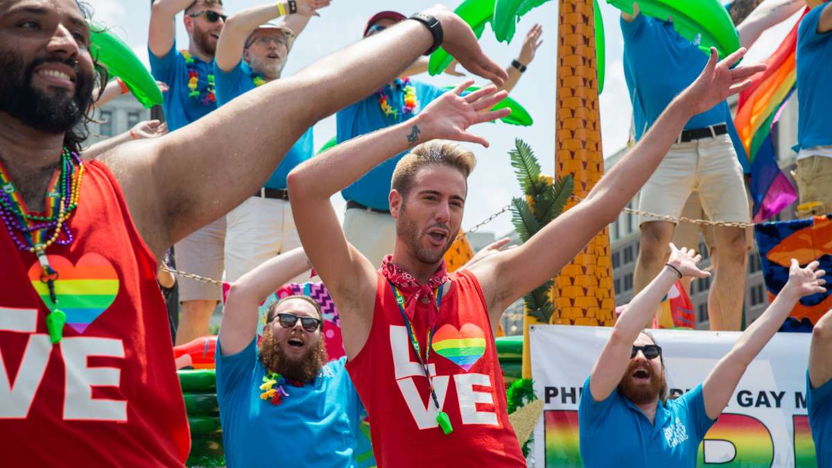 Members of the Philly Gay Men's Chorus perform their judged dance at the 2017 Philadelphia Pride Parade, Sunday, June 18, 2017.