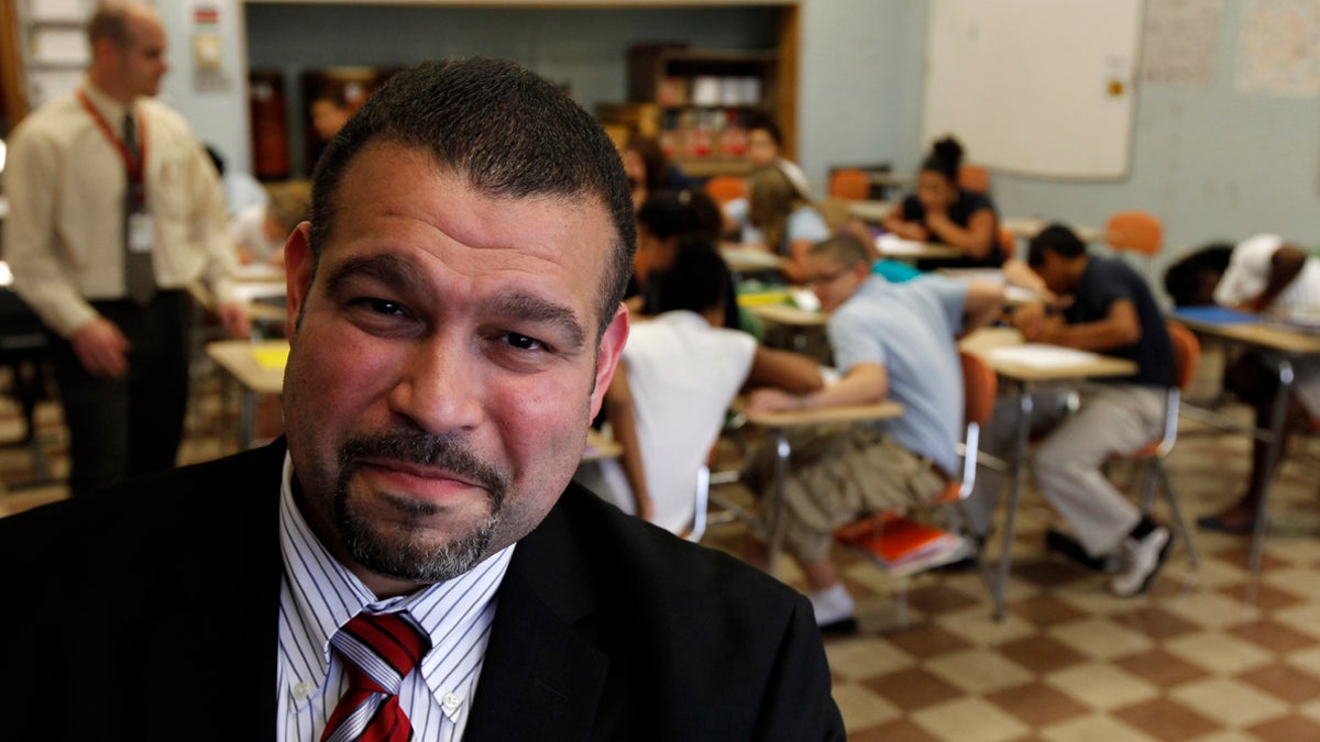 Superintendent Pedro Rivera poses for a photograph at Lincoln Middle School in Lancaster, Pa. (AP Photo/Alex Brandon) 