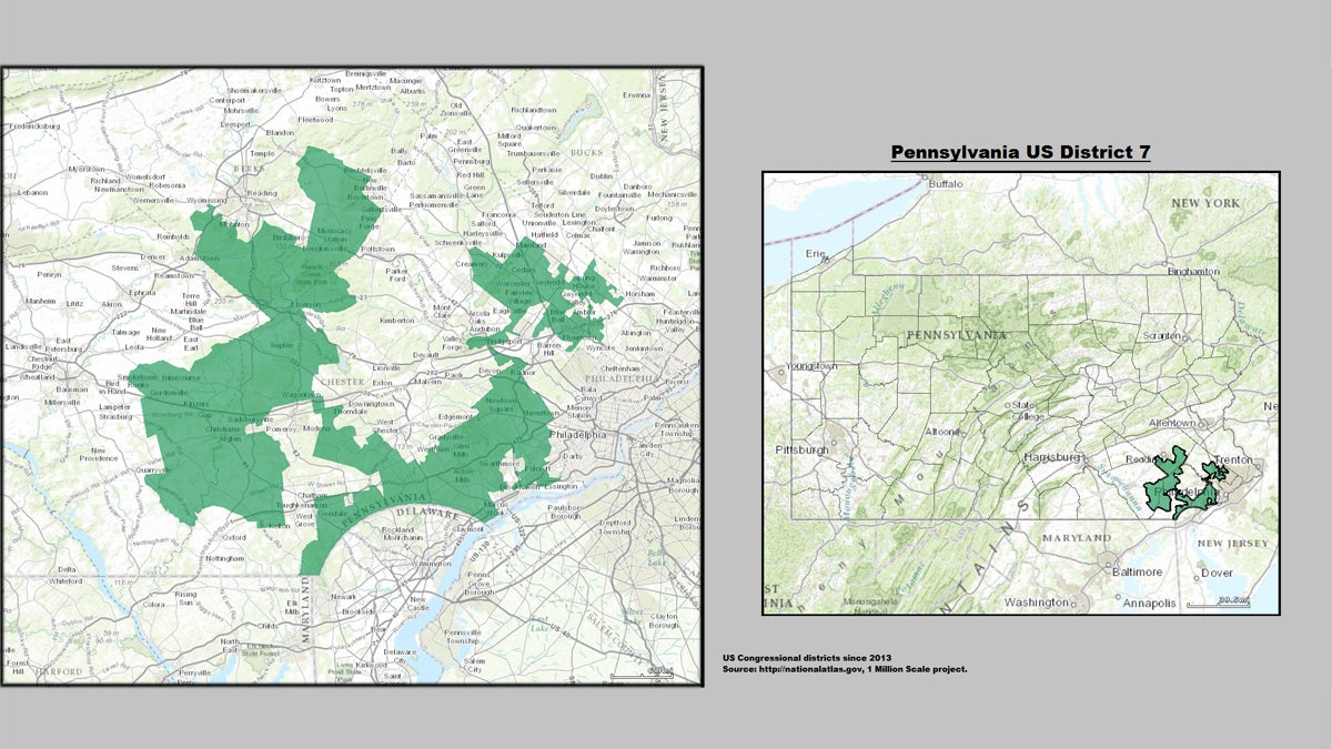  Pennsylvania's infamous 7th U.S. Congressional District is said to look like “Goofy kicking Donald Duck.”  (United States Department of the Interior) 