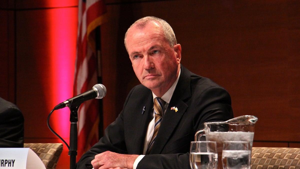 Democratic candidate for governor of New Jersey Phil Murphy participates in a debate at Stockton University. (Emma Lee/WHYY)  