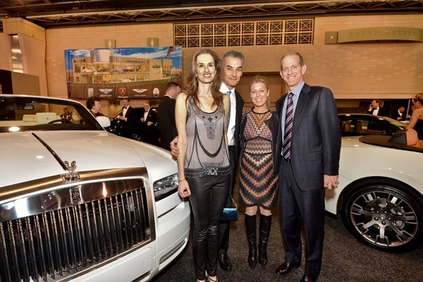 <p><p>Black Tie Tailgate committee members Amy and Marc Brownstein (left), with Jill and Eric Sussman of Sussman Automotive, beside a Rolls Royce Phantom Drophead Coupe, the most expensive vehicle at the Auto Show at $504,530 (Photo courtesy of Marc Barag, MB Commercial Photography)</p></p>

