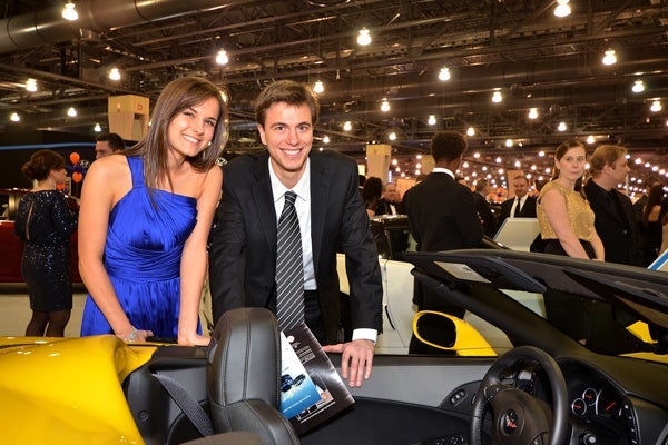 <p><p>Stella Latschaw and Matthew Piccoli standing with a 2013 Corvette 427 Convertible, priced at $87,250  (Photo courtesy of Marc Barag, MB Commercial Photography)</p></p>
