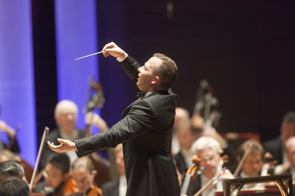 <p><p>Yannick Nezet-Sequin conducts the Philadelphia Orchestra in his first concert as the new music director at the Orchestra's Opening Night Concert Oct. 18 at the Kimmel Center (Photo courtesy of Jessica Griffin)</p></p>
