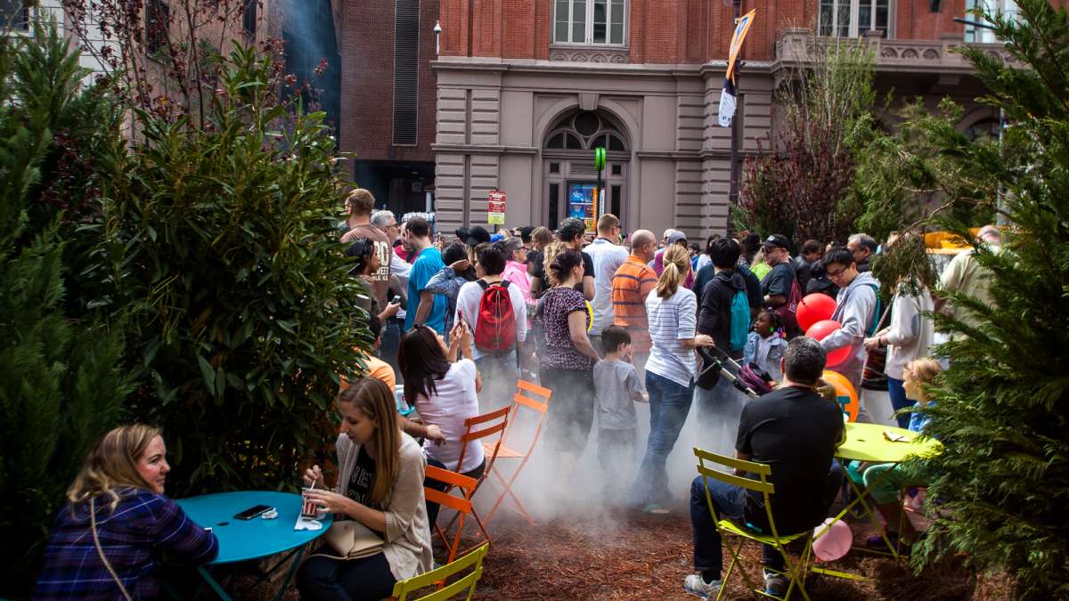 Parts of South Broad Street were transformed into a garden and dining area during the PIFA Street Fair.