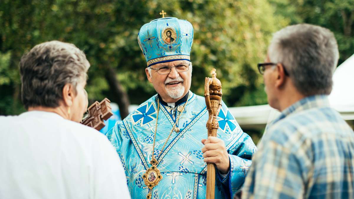 Metropolitan-Archbishop Stefan Soroka greets pilgrims.