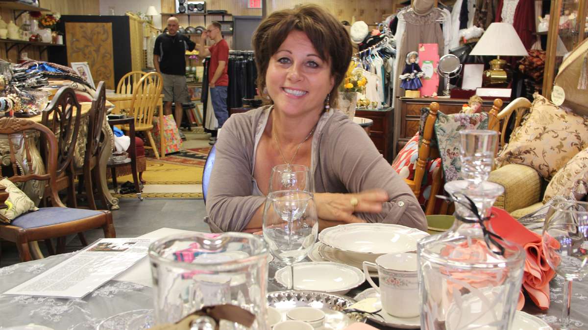 Colleen Pisacreta opened a thrift shop in Toms River after one of the two restaurants she owns with her husband was badly damaged by Hurricane Sandy. A portion of her proceeds go to Sandy recovery efforts. (Emma Lee/for NewsWorks)