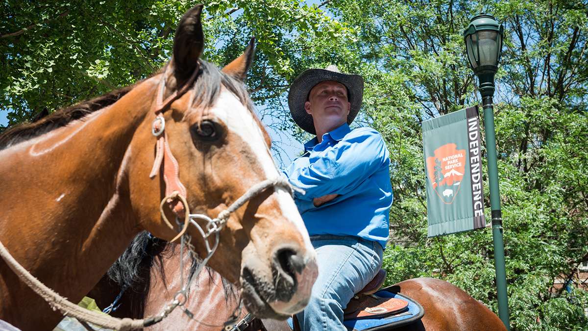 Jim Shaw is one of the many members of Keystone State Gay Rodeo Association to take part in Pride. (Branden Eastwood for NewsWorks)