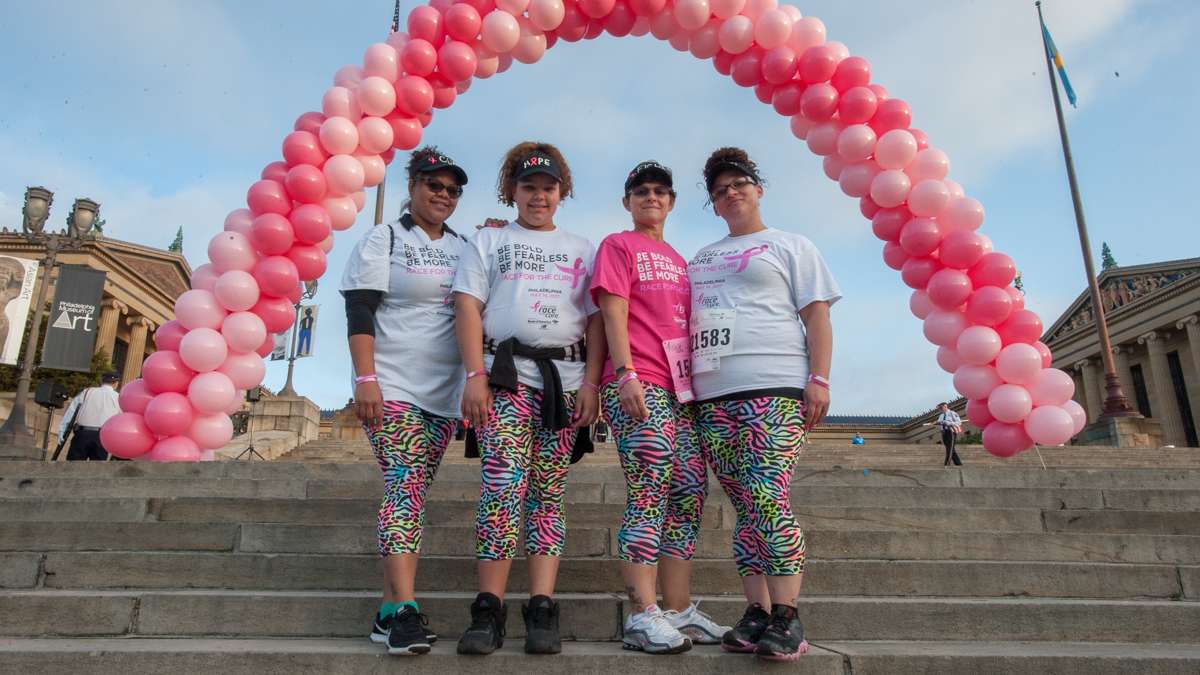 Breast cancer survivor Sherri Kramer (third from left) poses with family members Mia Rodriguez, Jayli Rodriguez, and Britney Kramer.