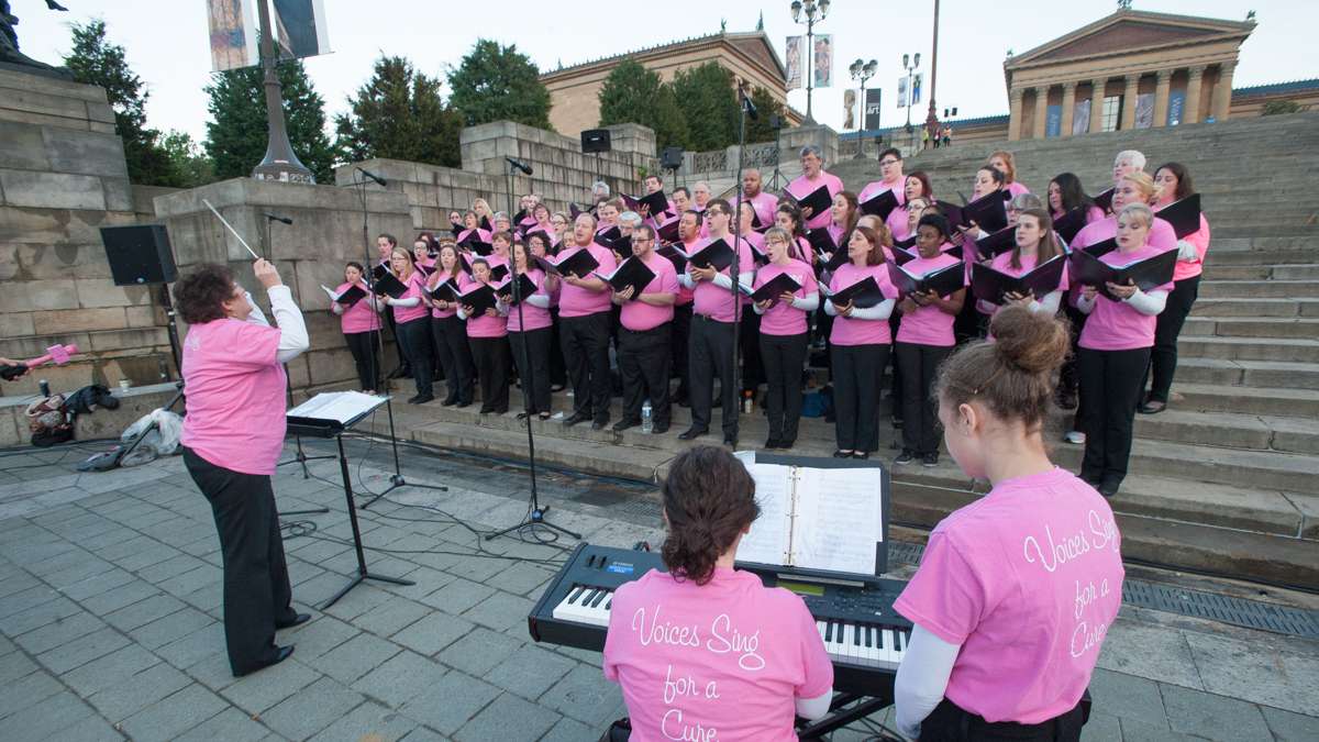 Voices of Gwynedd perform on the steps of the Philadelphia Museum of Art.