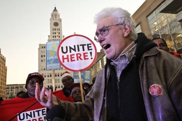 <p><p>Retired public school teacher Ron Whitehorn said that the district must put people before profits. (Kimberly Paynter/WHYY)</p></p>
