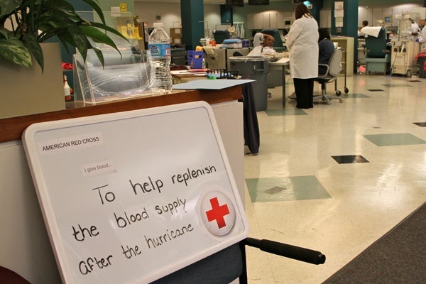 <p>The Philadelphia Blood Donor Center at 7th and Spring Garden streets keeps busy steady trickle of donors wanting to help after Hurricane Sandy. (Emma Lee/for NewsWorks)</p>
