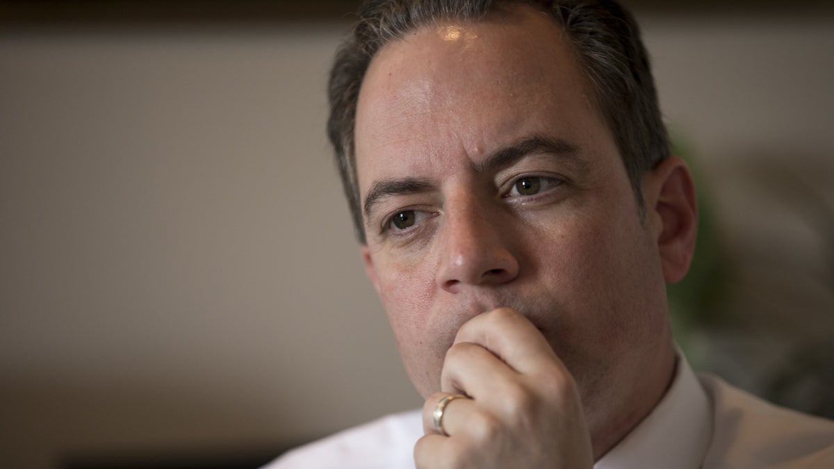  Republican National Committee Chairman Reince Priebus is shown answering questions from The Associated Press preceding presumptive GOP presidential nominee Donald Trump's meeting with Speaker of the House Paul Ryan, R-Wis., in May. (AP Photo/J. Scott Applewhite, file) 