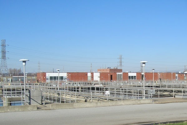 <p><p>The new facility will use methane gas from the city's Hay Road Wastewater Treatment Plant (pictured here) to produce energy that will in turn power the wastewater plant. (Mark Eichmann/WHYY)</p></p>
