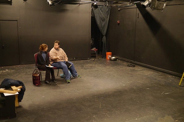 <p><p>Jennifer Summerfield and Chris Morse rehearse a scene for the play "Battle Hymn," part of the Republican Theater Festival. (photo: Kyle Cassidy)</p></p>
