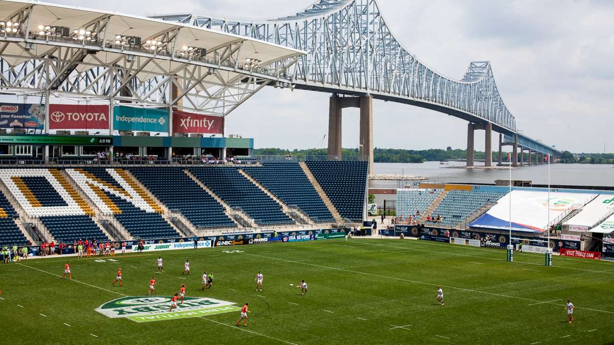 The Commodore Barry Bridge and Chester Waterfront were the backdrop for the Collegiate Rugby National Championship Saturday and Sunday.