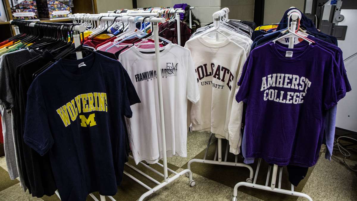 Students at Richard Wright elementary school celebrate college t-shirt day with t-shirts donated from supporters outside the city.