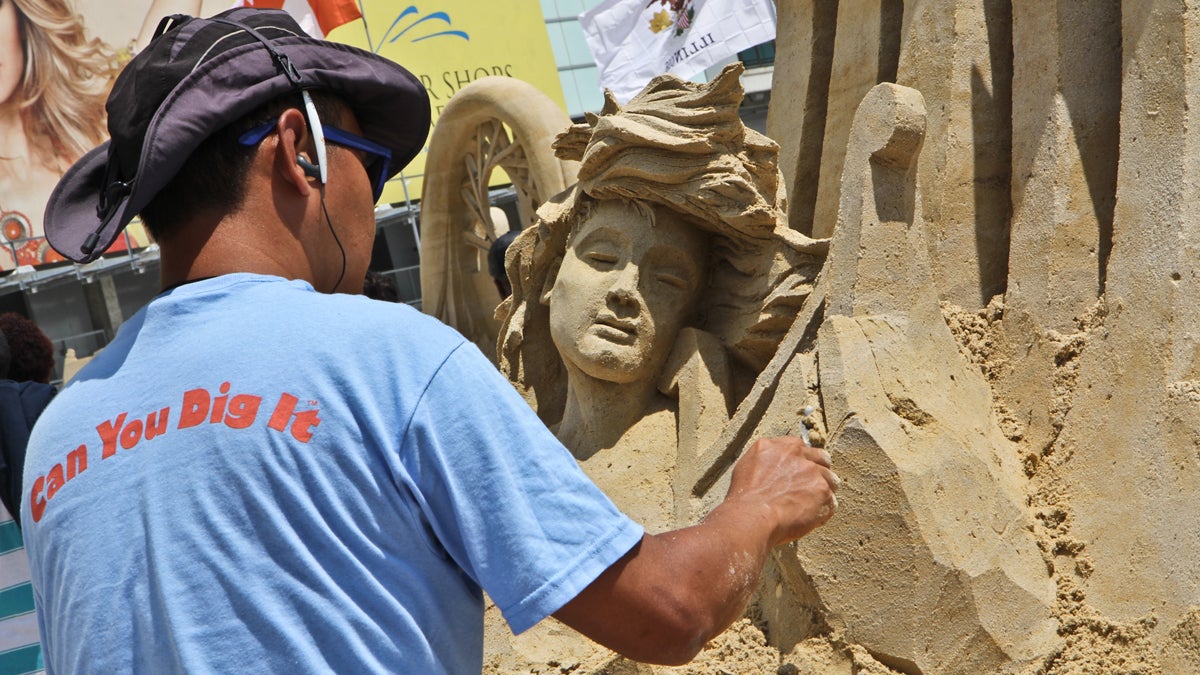  Sculptor Jooheng Tan of Singapore has shown works all over the world. (Kimberly Paynter/WHYY) 