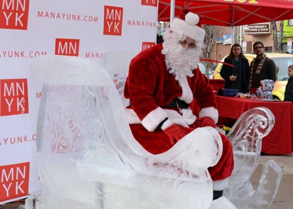 <p><p>Santa made a guest appearance on Main Street this weekend to test out his new ice sleigh. (Jimmy Viola/for NewsWorks)</p></p>
