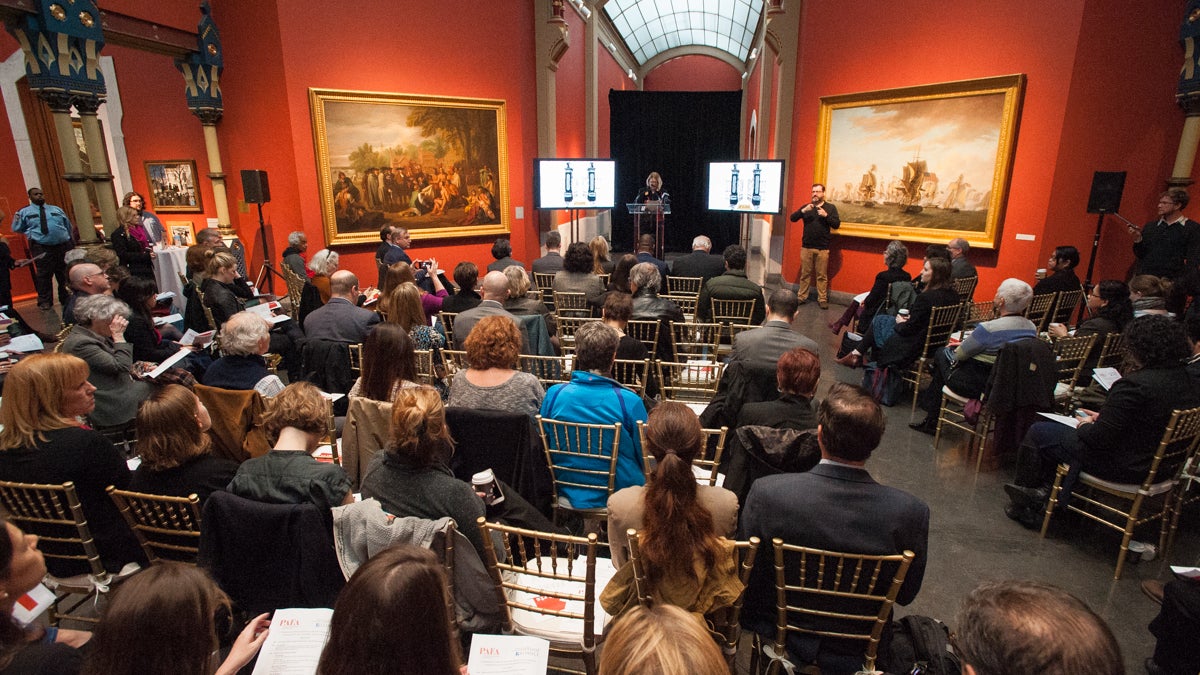 The community briefing, addressing federal funding cuts to arts and humanities institutions was held at the Pennsylvania Academy of Fine Arts. (Jonathan Wilson for Newsworks)