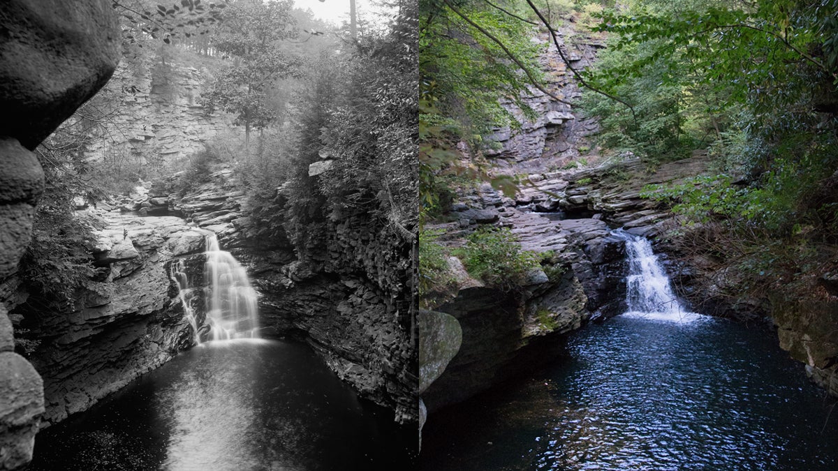  Waterfall at Nay Aug Park, in Scranton, Pa. circa 1890 - 1901 and in 2014.  