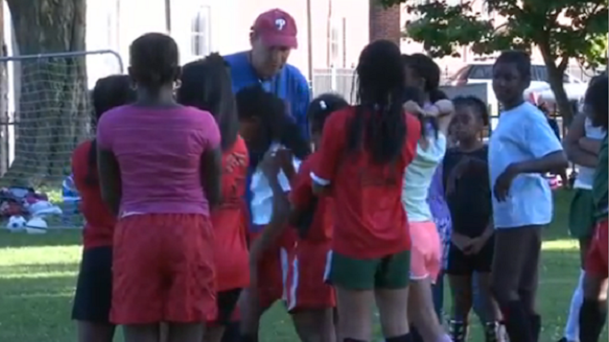  Nearly 40 girls between the ages of 5 and 11 have taken to the grass at Vernon Park to learn the game. The City suggested they move. (Photo courtesy of Philadelphia Neighborhoods) 