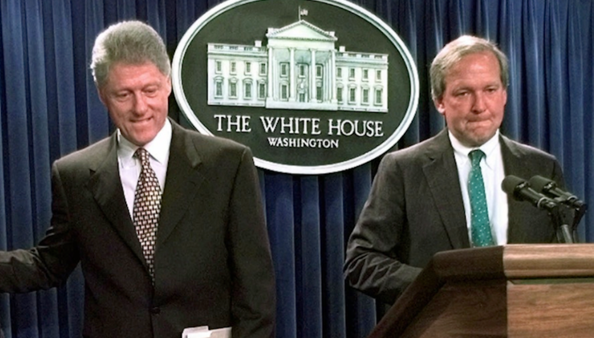  President Bill Clinton's press secretary in 1996, Mike McCurry (right), recalled earlier this year that Clinton's DOMA posture 