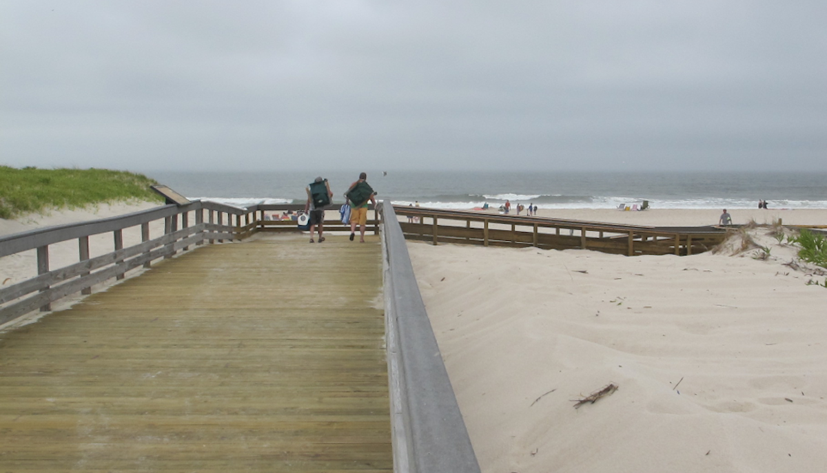  The newly restored boardwalk in Island Beach State Park. (Phil Gregory/WHYY) 