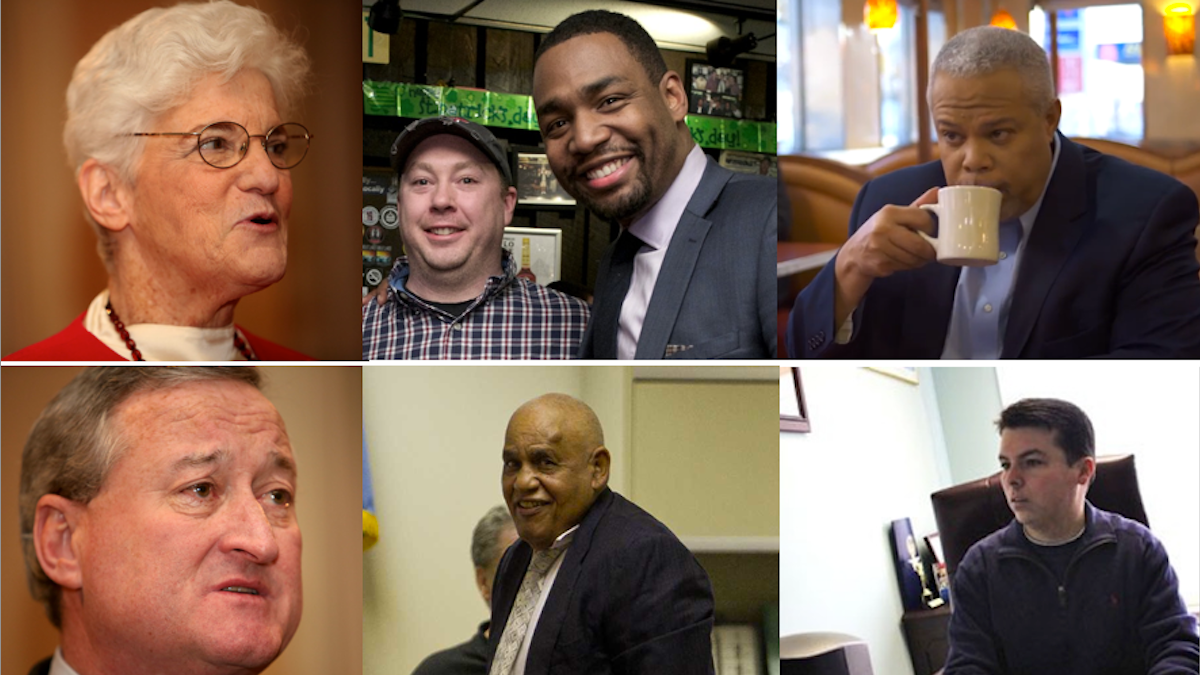  Photos for this week's mayoral-campaign quotes quiz. (Abraham and Kenney/Via Next Mayor Partnership's Steph Aaronson; Oliver/Bas Slabber for NewsWorks; Street/Brad Larrison for NewsWoeks; Williams via YouTube; Boyle/NewsWorks, file art) 