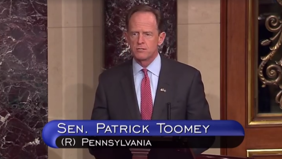  Sen. Pat Toomey addressed the U.S. Senate Wednesday. (image via Sen. Toomey's <a href=